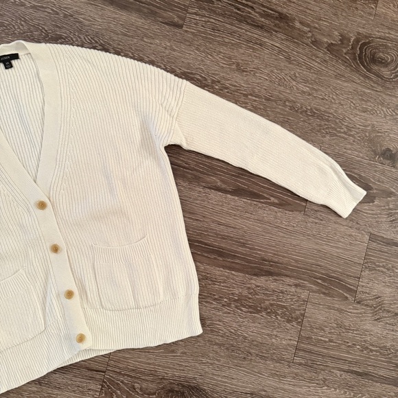 J. Crew Cotton Cashmere V Neck Oversized Cream Cardigan - Picture 5 of 9